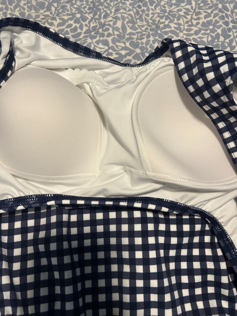 Draper James X Lands End Deep Sea Navy White Mini Gingham Swimsuit NWT - Picture 3 of 6